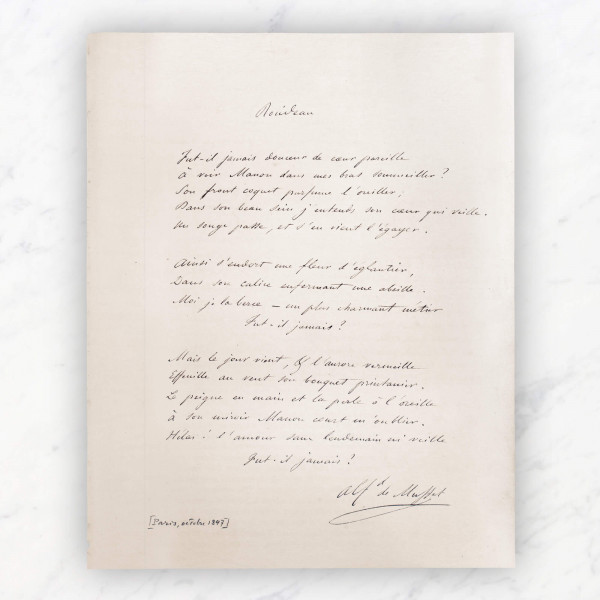 Manuscrit Rondeau Musset Manuscrit Rondeau Musset