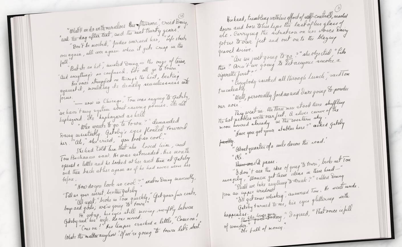 le manuscrit de Gatsby le Magnifique de Scott Fitzgerald